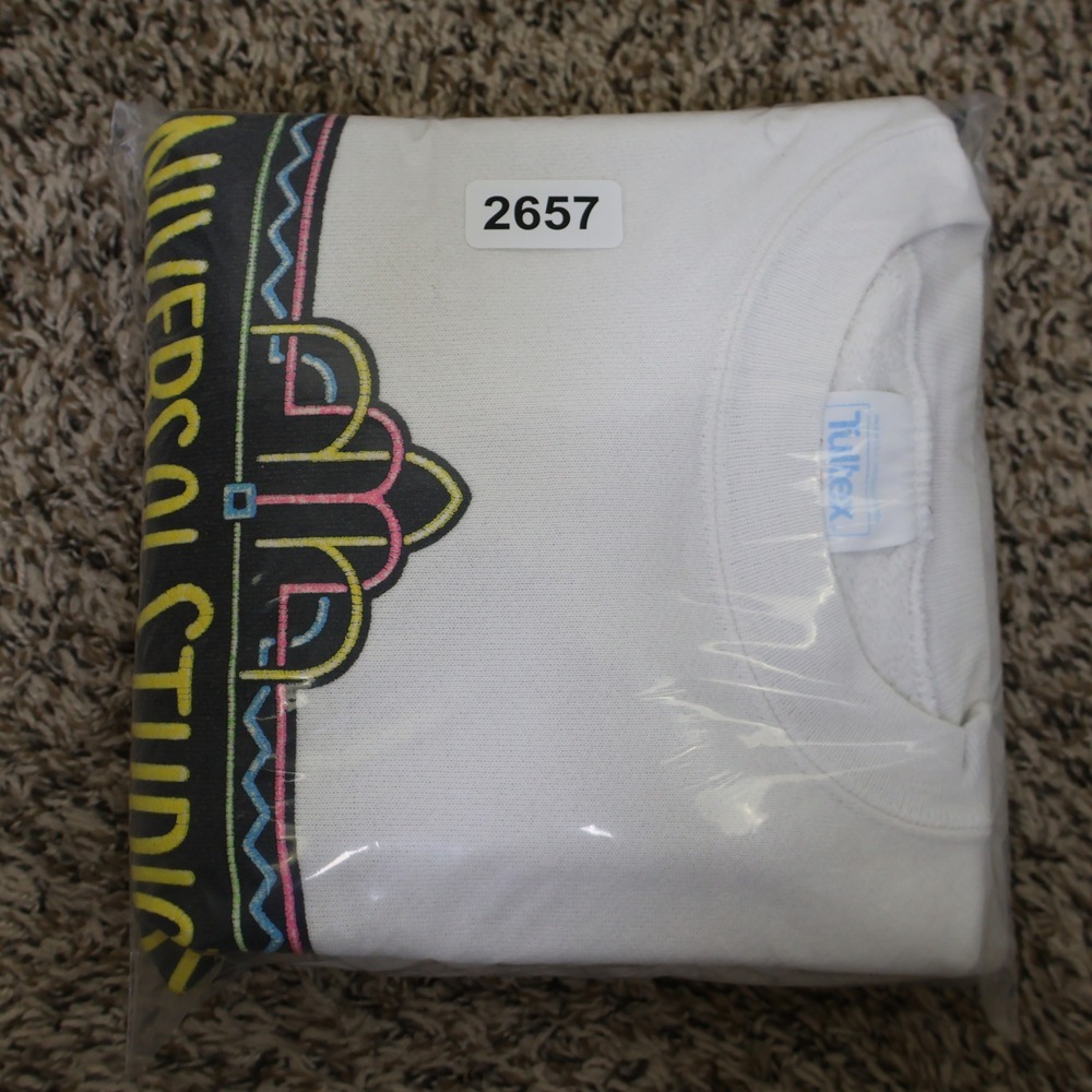 Vintage Universal Studios Florida Tultex Sweatshirt White Neon Graphic Large - Picture 15 of 15